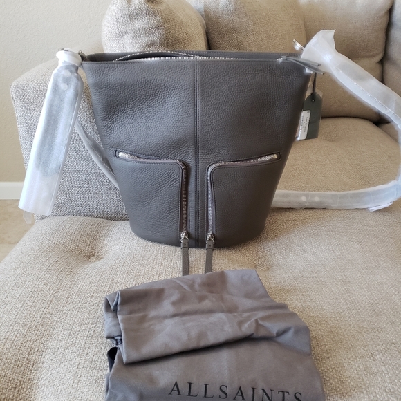 AllSaints Fetch Mink Grey Backpack NEW - Picture 14 of 16